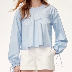 Wilfred Enola Balloon Sleeve Open Back Poplin Blouse Light Blue Size XXS EUC